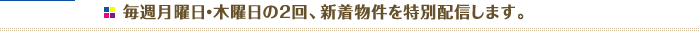 毎週月曜日･木曜日の2回、新着物件を特別配信します。